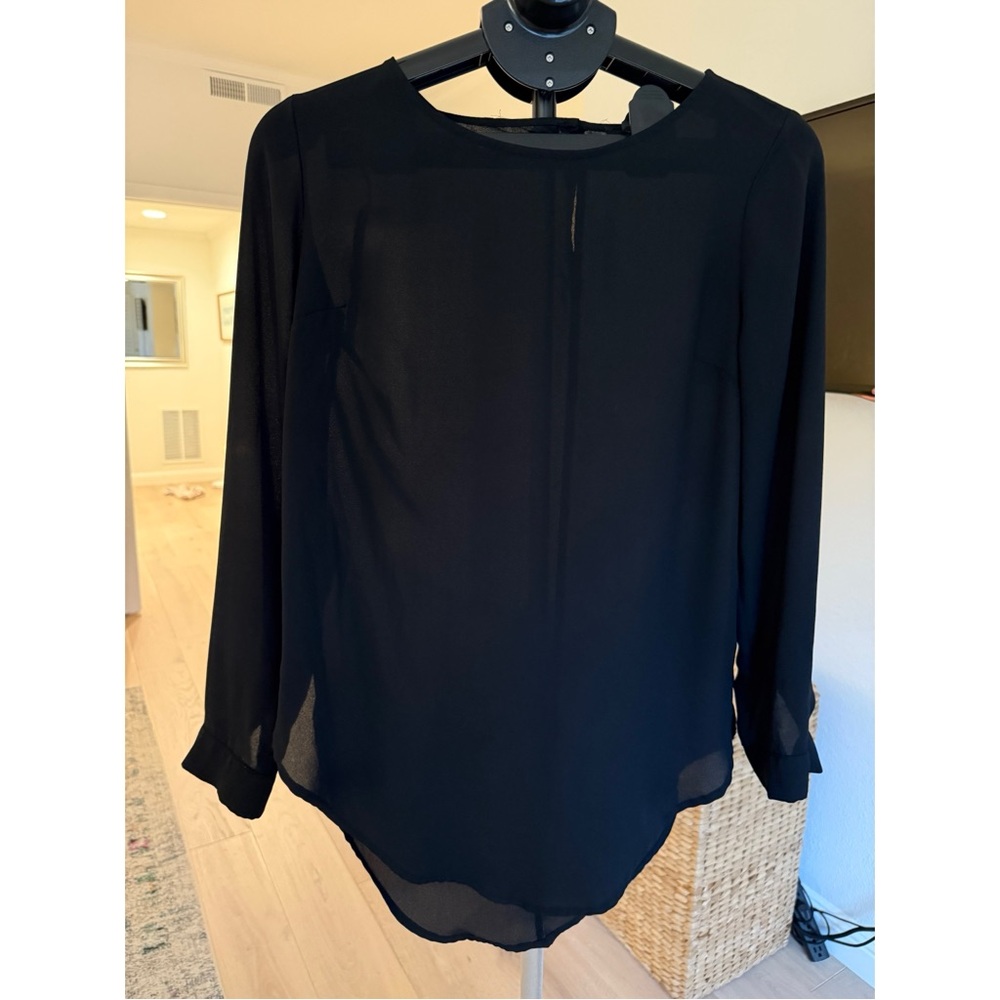 Silky Sheer Black Long Sleeved Top